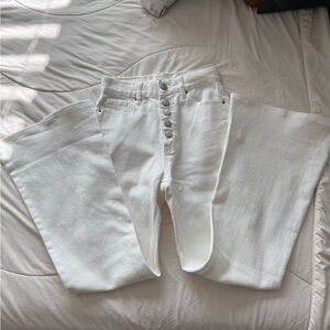 Size 24 NWOT PacSun White Flare Button-Fly Jeans